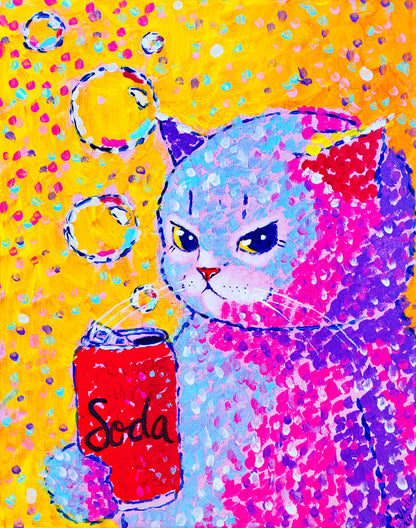 "Sips N Cats" (10x8in)