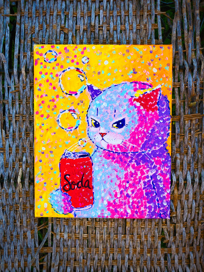 "Sips N Cats" (10x8in)