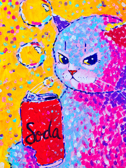 "Sips N Cats" (10x8in)